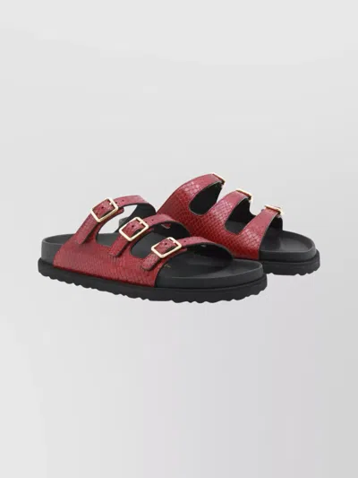 Birkenstock 1774 Stylish Sandals With Triple Buckle Straps In Red