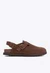 Birkenstock Tokio Suede Buckle Slingback Clogs In Brown