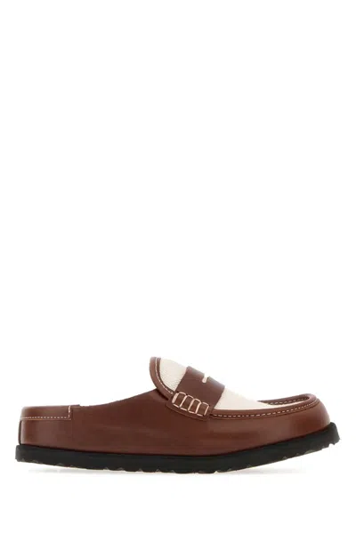 Birkenstock 1774 Two-tone Canvas And Nappa Leather Naples Slippers In Multicoloured