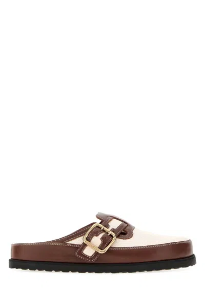 Birkenstock 1774 Two-tone Leather And Canvas Boston Slippers For Women In Multicoloured