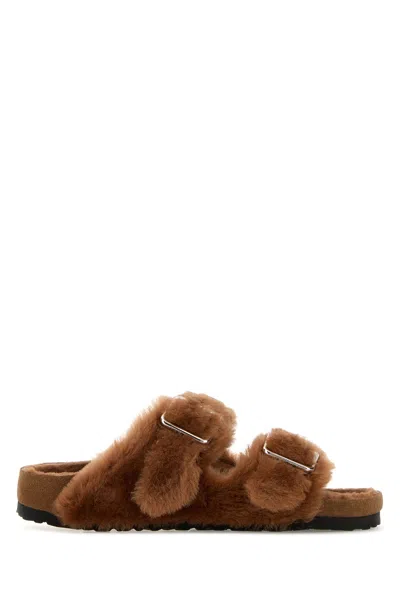 Birkenstock 1774 X Becomes Berlin Caramel Shearling Arizona 1774 Slippers In Multi