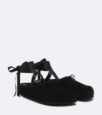 Birkenstock 1774 X Repetto Opera Suede Mules In Black
