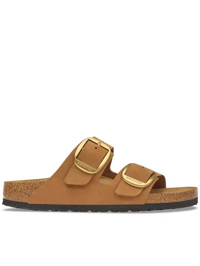 Birkenstock Adjustable Buckle Sandal With Contoured Cork Footbed In Brown