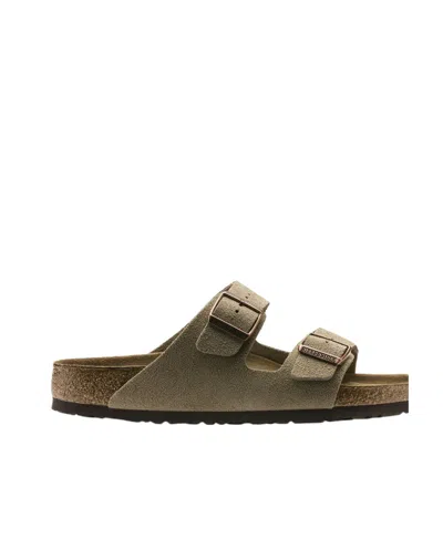 Birkenstock Arizona Slippers With Cork Midsole And Suede Upper In Brown