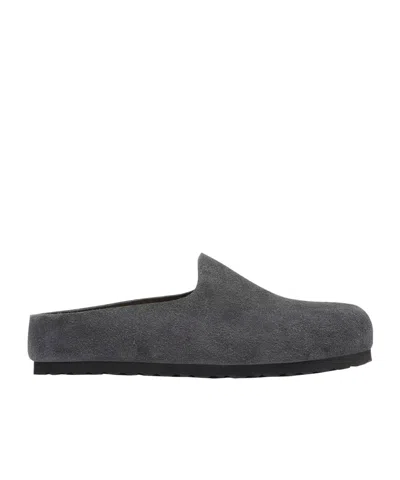 Birkenstock Amsterdam Suede Slides In Gray