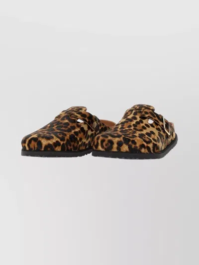 Birkenstock Animal Print Lace-up Shoes Buckle Detail In Multi