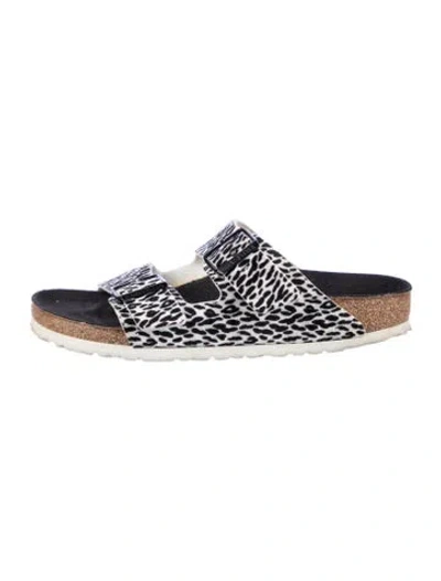 Pre-owned Birkenstock Animal Print Slides In Black