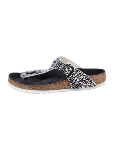 Pre-owned Birkenstock Animal Print Slides In Blue