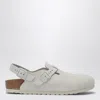 Birkenstock Antique White Suede Tokyo Loafers In Grey