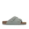 Birkenstock Double Buckle Suede Sandals With Open Round Toe In Grey