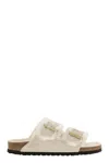 Birkenstock Arizona Suede Shearling Dual-buckle Slide Sandals