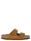 Birkenstock Arizona Suede Leather Slippers In Mink