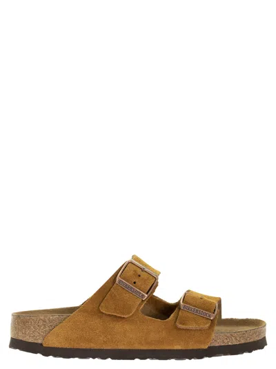 Birkenstock Sandali Slip-on 'arizona' Con Logo Inciso In Suede E Sugero Marrone Donna In Brown