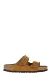 Birkenstock Arizona Suede Leather Slippers In Mink