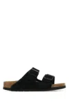 Birkenstock Arizona Double-strap Leather Slides In Black