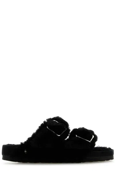 Birkenstock Arizona 1774 Shearling Slides In Black