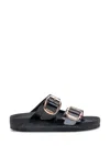 Birkenstock Slide Arizona Big Buckle In Shiny Black Leather In Black