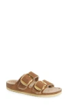 Birkenstock Arizona Big Buckle Genuine Shearling Lined Sandal In Brown