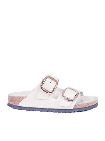 Birkenstock Arizona Big Buckle Hex Shine Oyster, Natural Lea, S In White