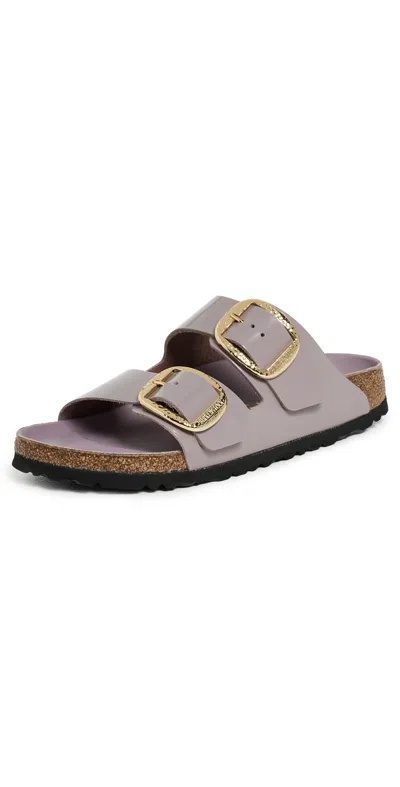 Birkenstock Arizona Big Buckle High Shine Hammered Sandals Faded Purple In Gray