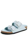 Birkenstock Arizona Big Buckle High Shine Surf Green Two Bar Mules Siz In Blue