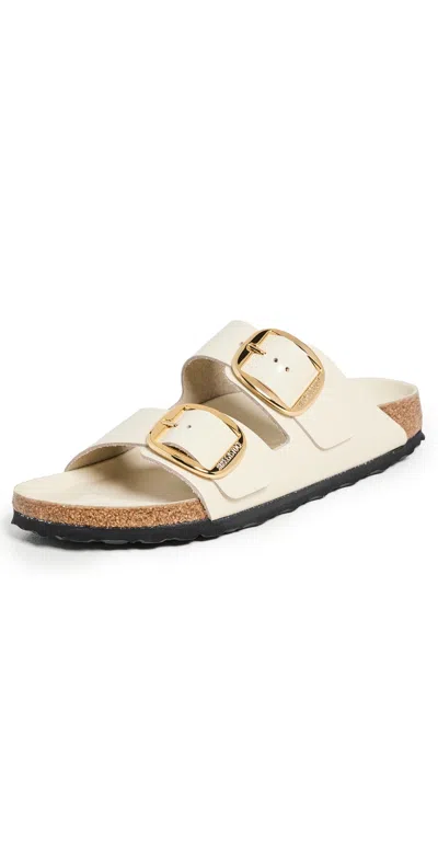 BIRKENSTOCK ARIZONA BIG BUCKLE HIGH SHINE SANDALS ECRU