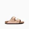 Birkenstock Contoured Pink Leather Sandals With Elegant Buckles In Pink