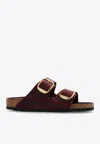 Birkenstock Arizona Big Buckle Genuine Shearling Lined Sandal In Bordeaux