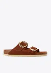 Birkenstock Arizona Big Buckle Leather Slides In Brown