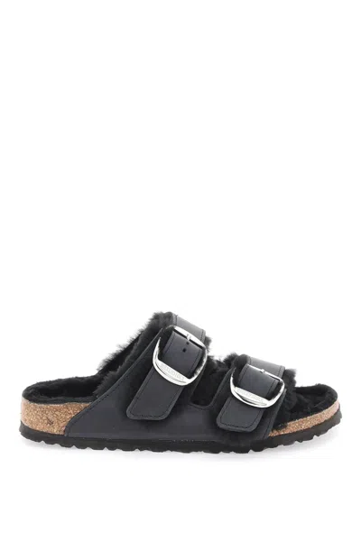 BIRKENSTOCK ARIZONA BIG BUCKLE MULES IN TEDDY