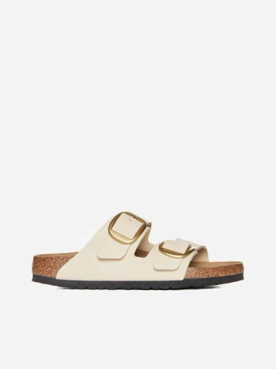 Birkenstock Arizona Big Buckle Leather Slides With Buckle In White