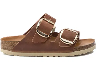 Pre-owned Birkenstock Arizona Big Buckle Oiled Leather (women's) Sneakers In Cognac