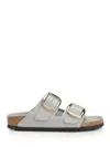 Birkenstock Arizona Big Buckle High Shine Sandals Stone Coin In Grey