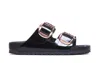 Birkenstock Slide Arizona Big Buckle In Shiny Black Leather