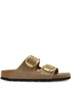 Birkenstock Arizona Big Buckle Leather Slides In Green