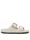 Birkenstock Arizona Lacquer Leather Slides In White