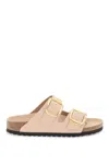 Birkenstock Open-toe Slip-on Buckled Leather Sandals In Beige