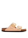 Birkenstock Open-toe Slip-on Buckled Leather Sandals In Beige