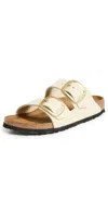 Birkenstock Arizona Big Buckle Leather Slides With Buckle In Ecru