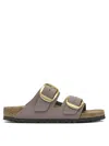 Birkenstock Sandals Round Open Textured Sole Lateral Maxi Buckles In Gray