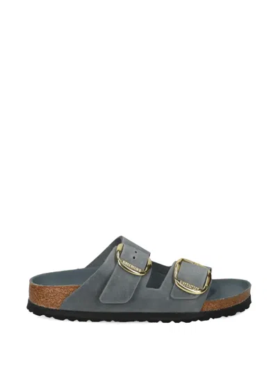Birkenstock Arizona Big Buckle Basalt Gray Oiled Leather Two Bar Mules