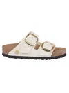 Birkenstock Arizona Big Buckle Leather Slides With Buckle In Grey