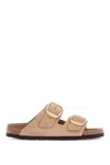 Birkenstock Open-toe Slip-on Buckled Leather Sandals In Sandcastel (beige)
