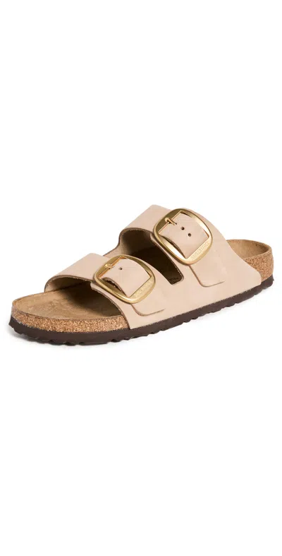 Birkenstock Arizona Big Buckle Leather Sandals In Off White
