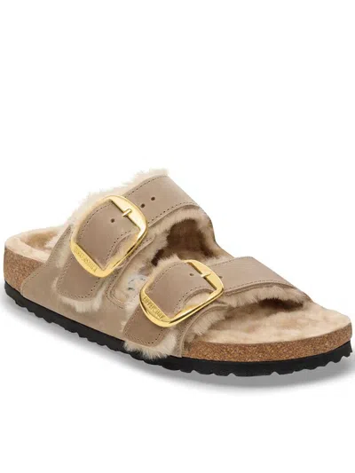 Birkenstock Arizona Big Buckle Genuine Shearling Lined Sandal In Brown