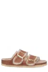Birkenstock Women's Arizona Big Buckle Shearling Sandals - Narrow In Cognac In Brown