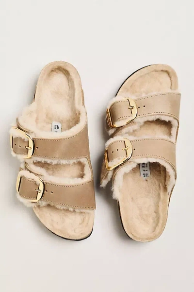 Birkenstock Arizona Big Buckle Shearling Sandals In Brown