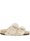 Birkenstock Arizona Big Buckle Shearling Sandals In Neutral