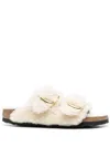 BIRKENSTOCK BIRKENSTOCK ARIZONA BIG BUCKLE SHEARLING TEDDY EGGSHELL SHOES