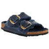 Birkenstock Arizona Big Buckle Shearling Womens Faux Fur Slide Sandals In Multicolor